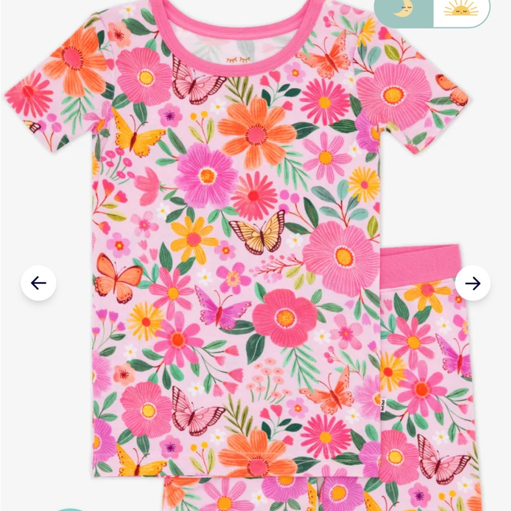 Little Sleepies Limited Edition Butterfly Blooms two piece pajama set size 7/8